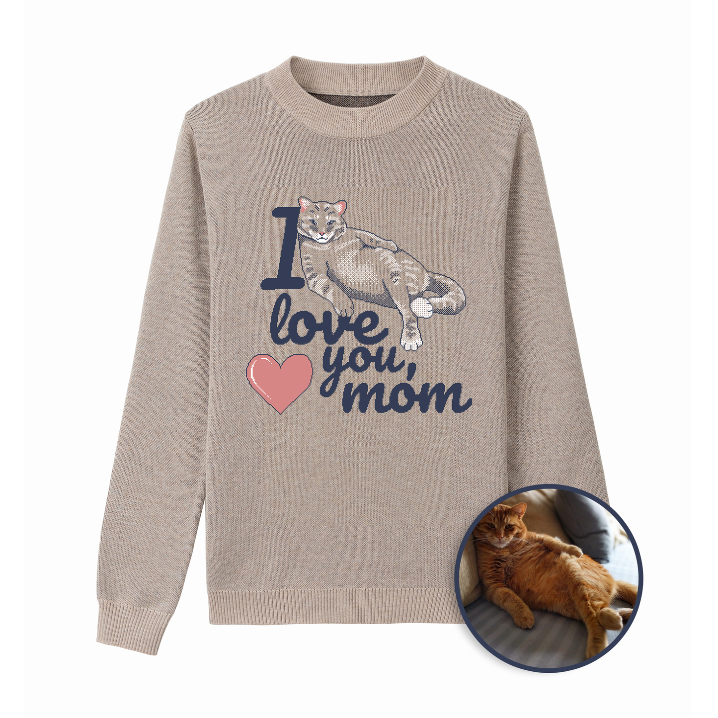 {Front} of {Taupe Custom Special Mother's Day Sweater} from {Knitwise}