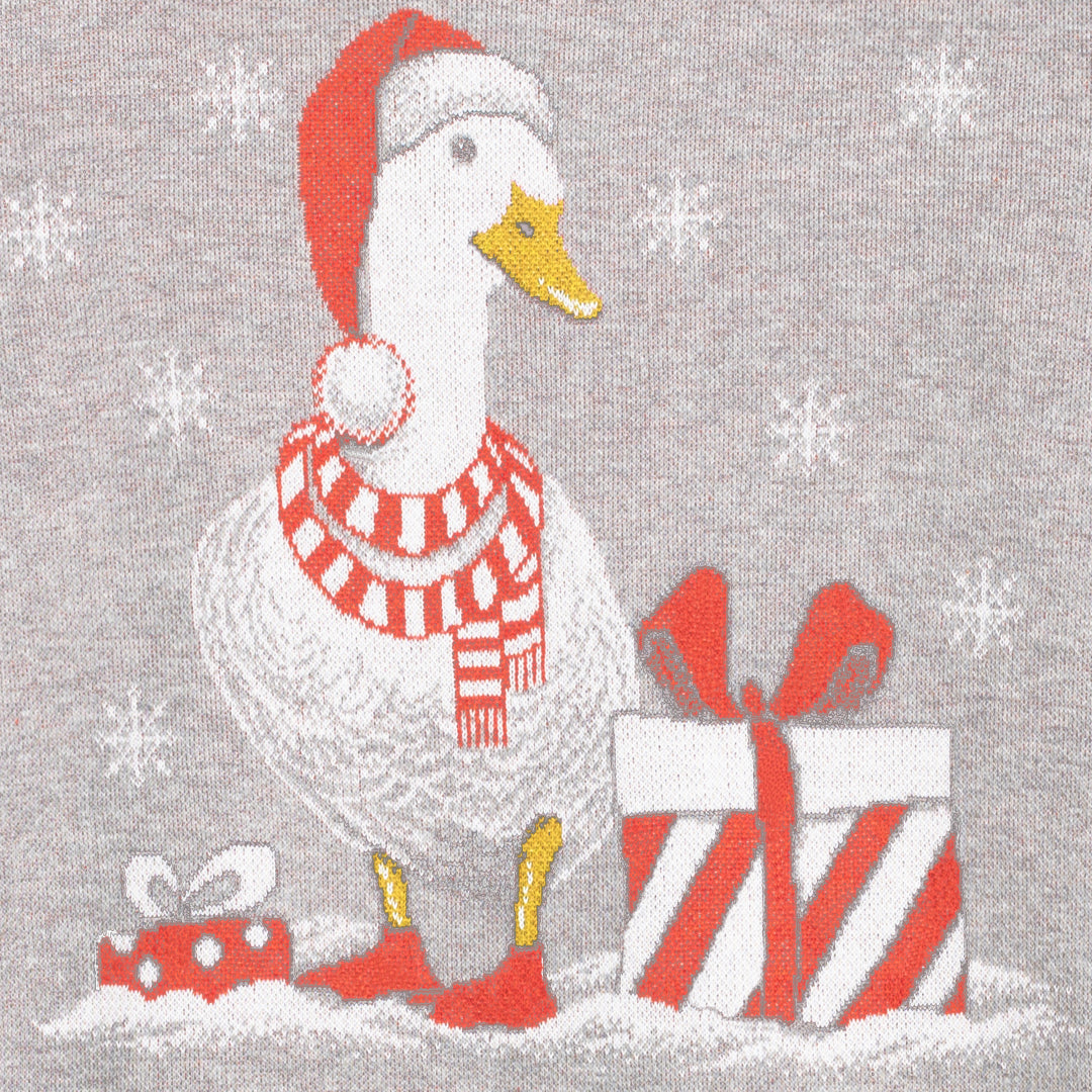 {Close Up} of {Grey Duck the Halls Sweater} from {Knitwise}