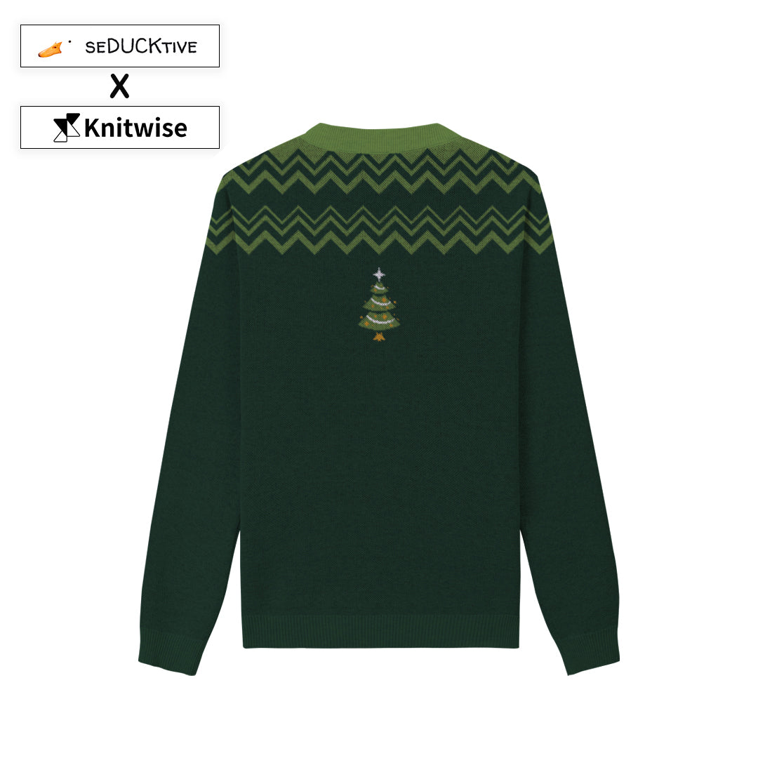 {Back of Season's Quacks Sweater from Knitwise}