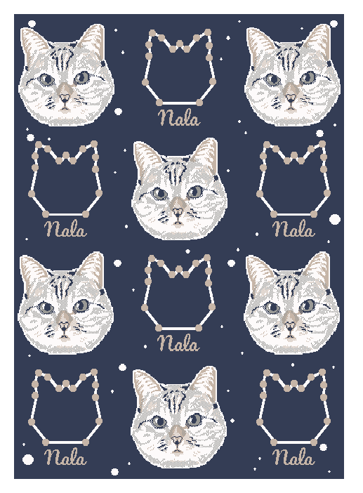 Front of Constellation Nala Cat Knitted Blanket from Knitwise