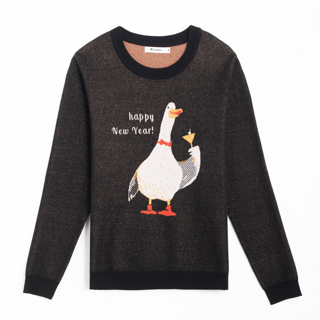 Front of Cheers to the New Year Sweater from Knitwise