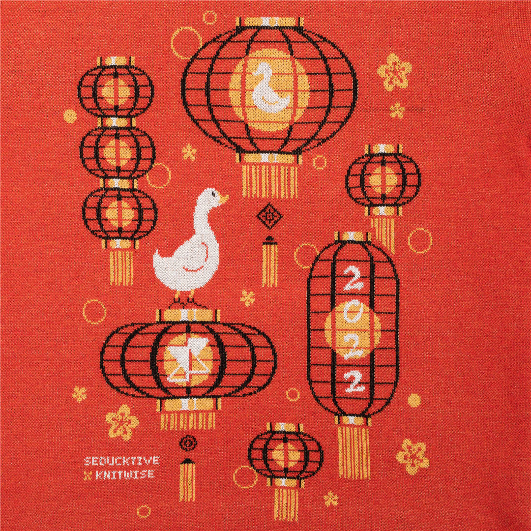 {Close Up of Wrinkle's Lantern Festival Sweater from Knitwise}