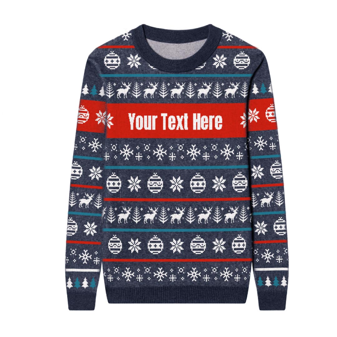 Reindeer Jacquard Custom Knit Pullover Sweater