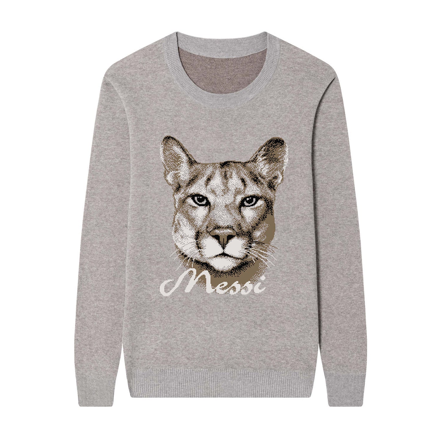 {Front} of {Chic Messi Sweater in Grey} from {Knitwise}