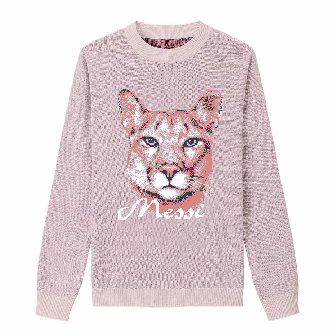 {Front} of {Chic Messi Sweater in Light Pink} from {Knitwise}