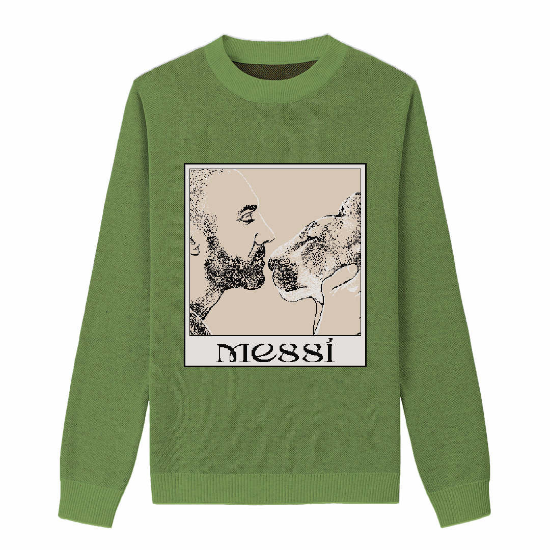 {Front} of {Grass Dad and Messi Sweater} from {Knitwise}