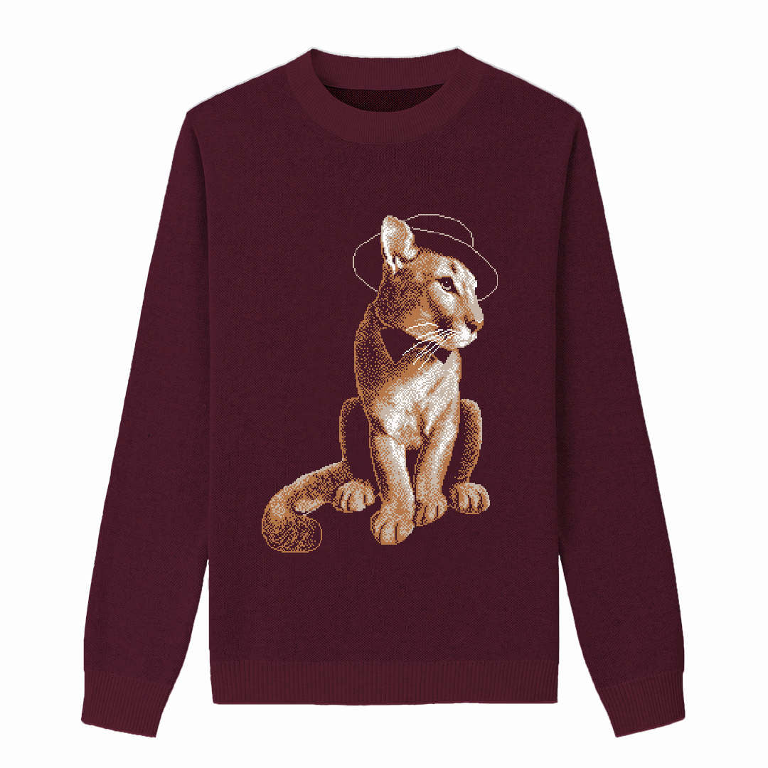 {Front of Burgundy Stylish Messi Sweater from Knitwise}
