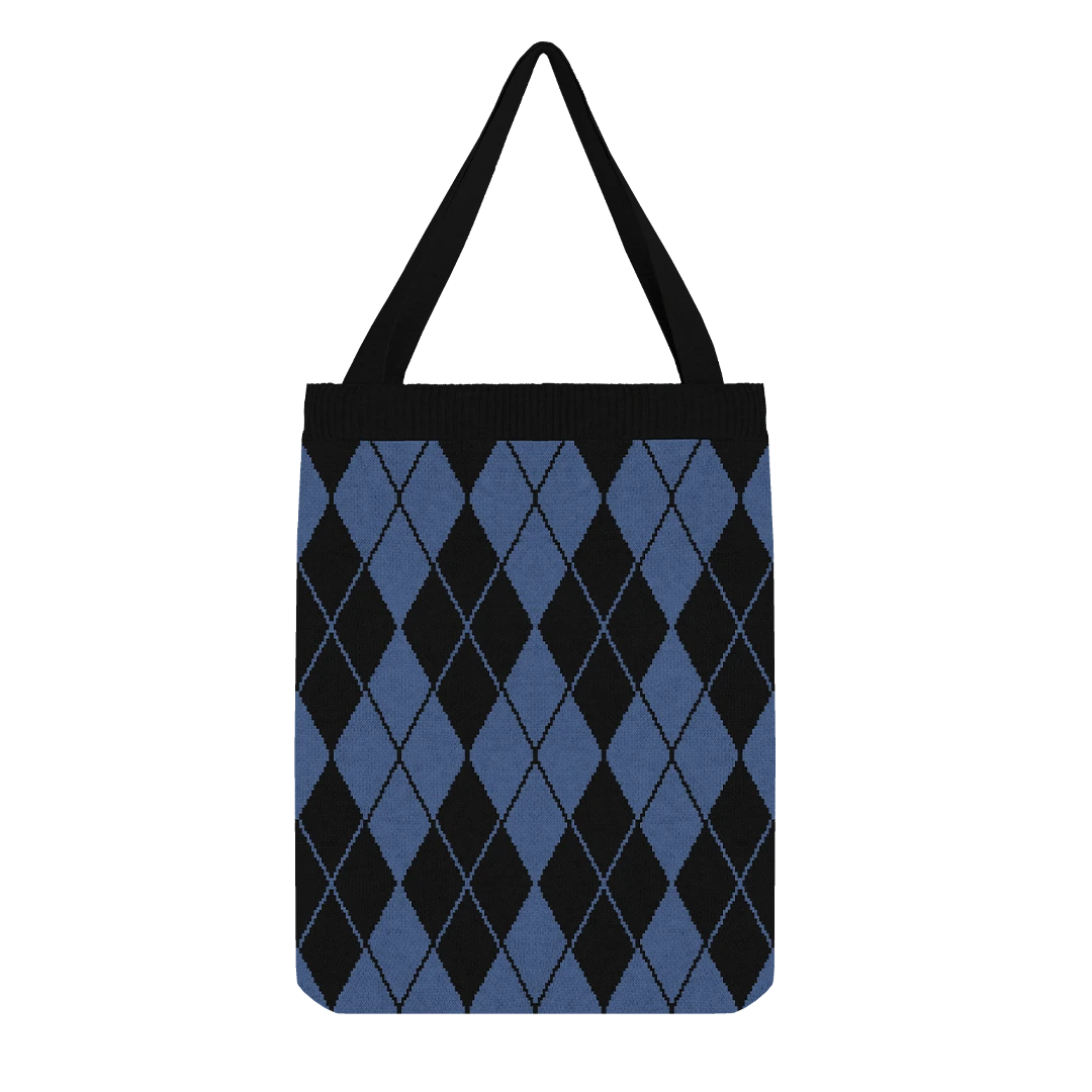 Cobalt Night Argyle Tote Bag
