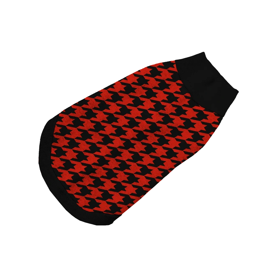 Crimson Edge Houndstooth Pet Sweater