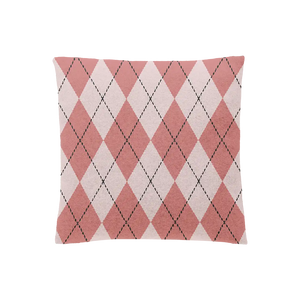 Pink and white argyle pillow case, playful and elegant