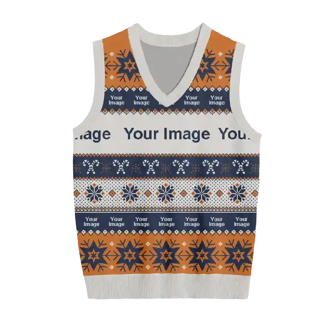 Classy Holiday Gold & Navy Snowflake Vest