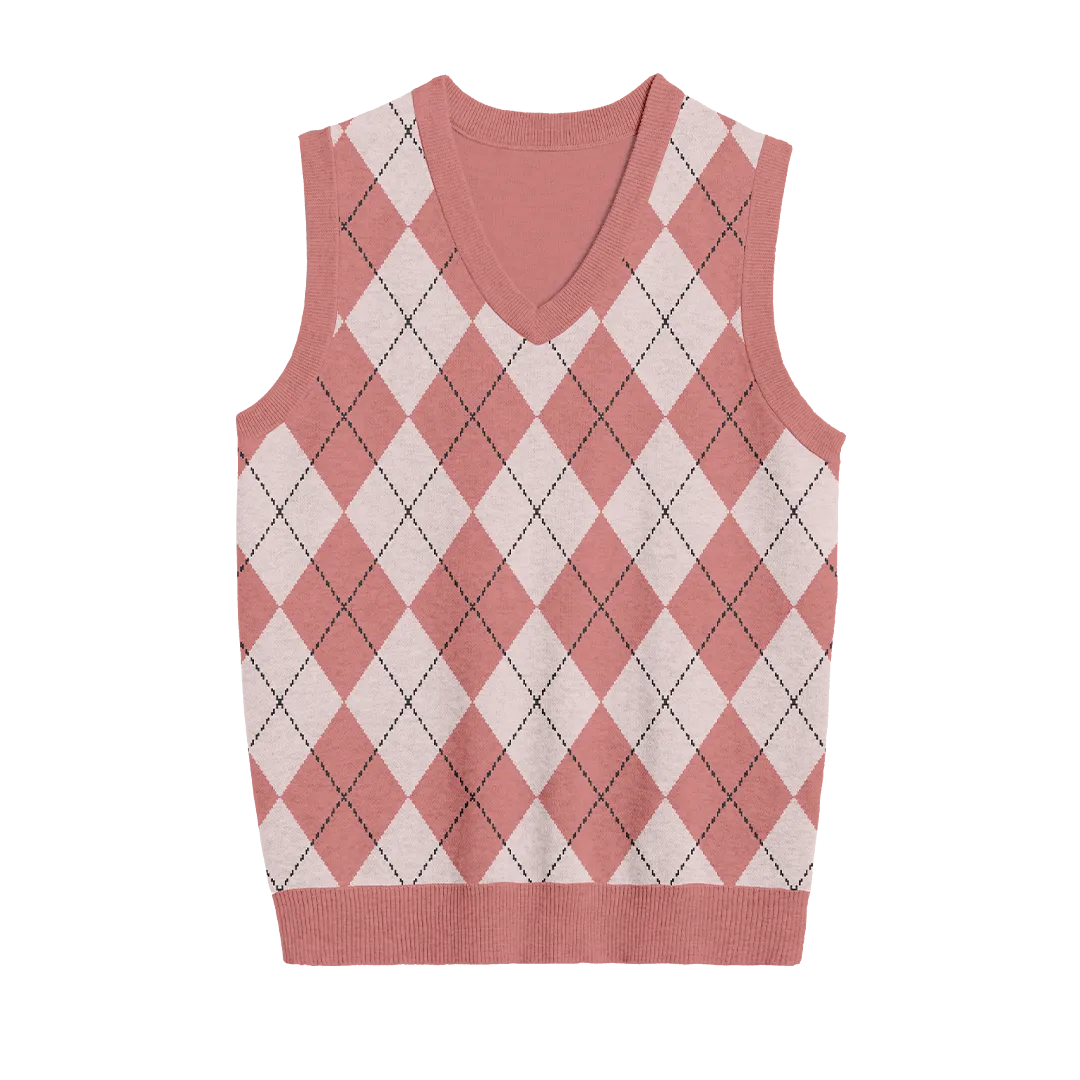 Preppy Chic Argyle Sweater Vest
