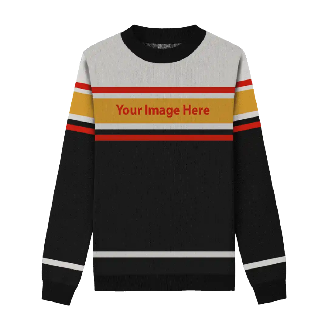 Yellow Line Black Collegiate Sweater