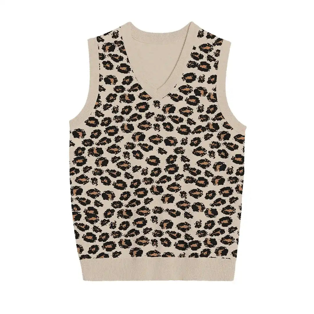 Chic Leopard Spot Sweater Vest