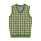 Unisex Green & Cream Houndstooth Vest