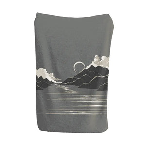 Monochrome mountain and coastline blanket in flat design