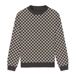 Black and cream checkerboard relaxed-fit sweater, modern and stylish