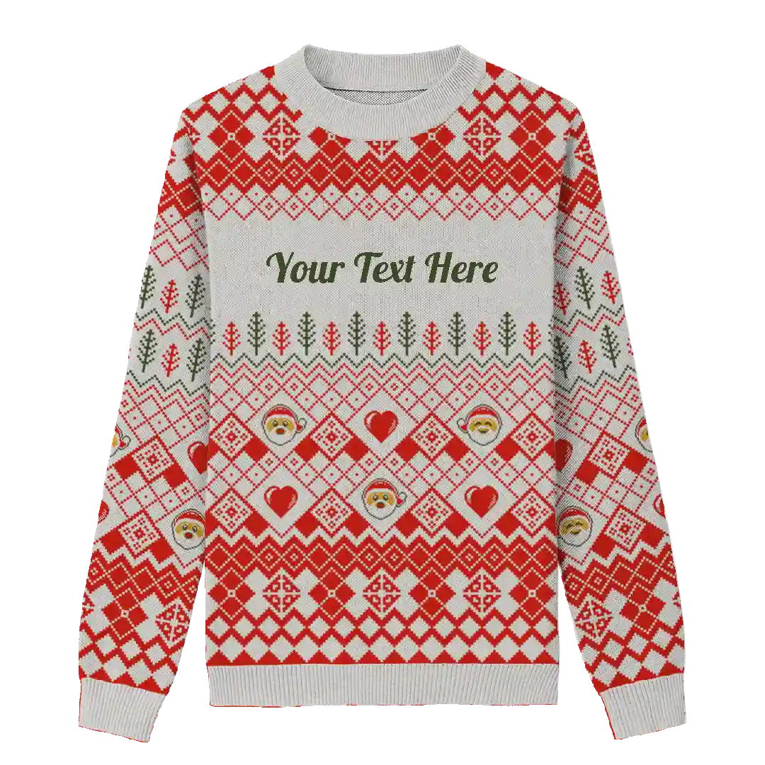 Cream Santa Heart Christmas Sweater