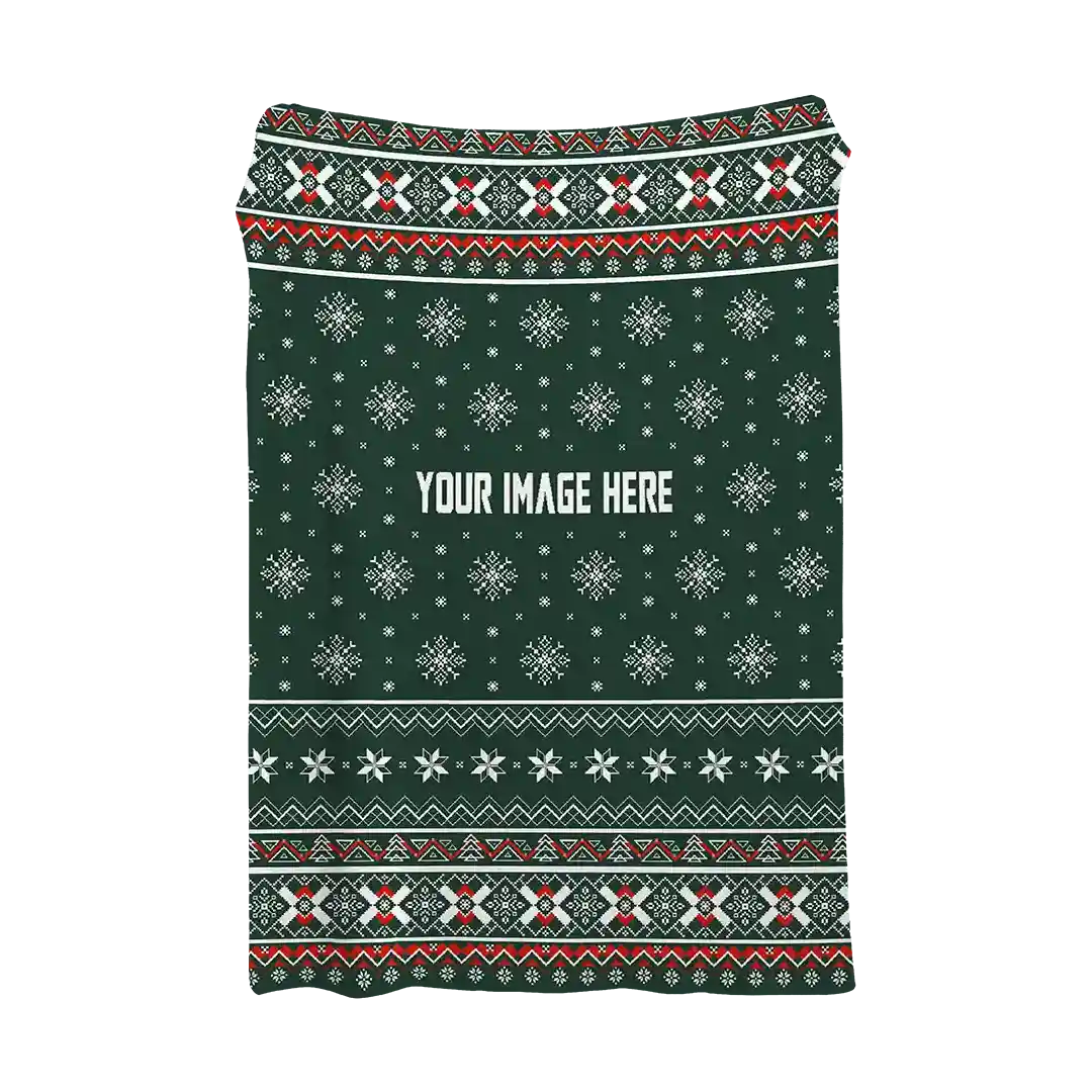 Deep Green Charm Christmas Blanket