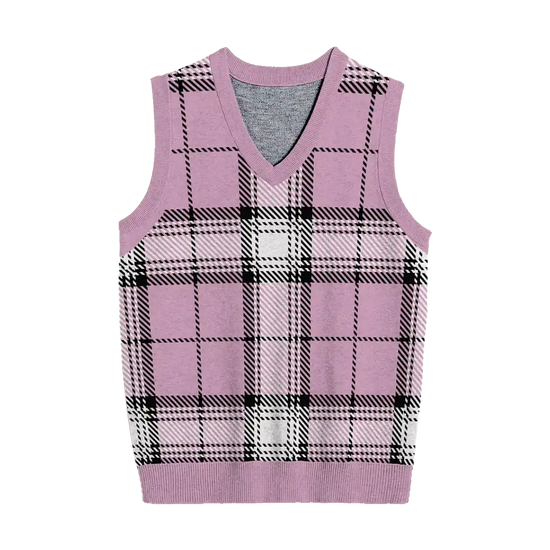 Chic Pink Plaid Unisex Vest