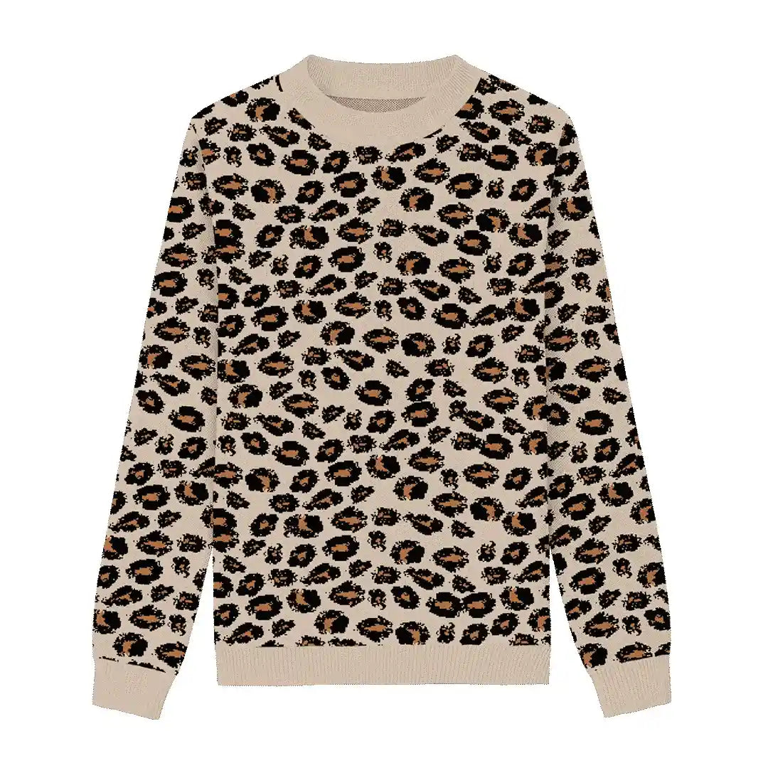Cream Beige Leopard Sweater