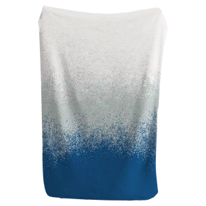Blue to grey and white ombre blanket with a minimalist design