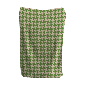 Green and cream houndstooth blanket, cozy and stylish for home relaxation