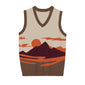 Earth-Tone Scenic Sweater Vest