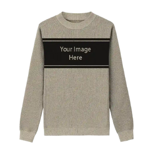 Cream sweater with a bold black stripe across the chest for a classic collegiate style.