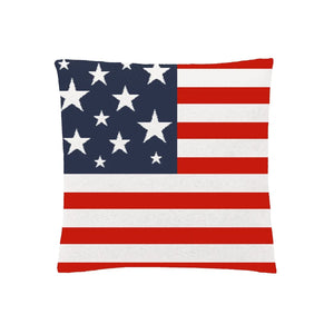 American flag pillow case in red, white, and blue, bold and patriotic