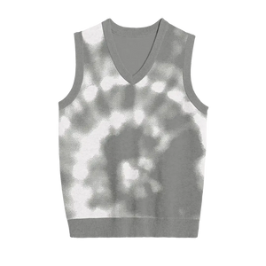 Grey and white tie dye knit vest for casual and modern everyday style