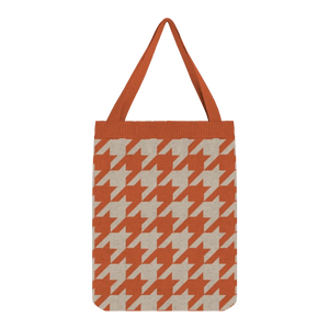 Orange and cream houndstooth tote bag, bright and fun for everyday use