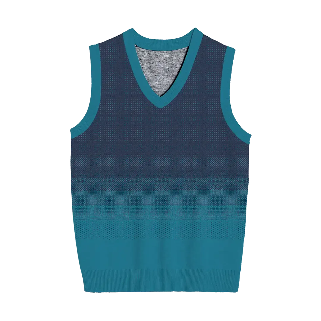 Elegant Gradient Blue V-Neck Vest