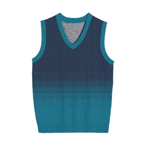 Gradient knit vest from light blue to navy for casual or smart wear