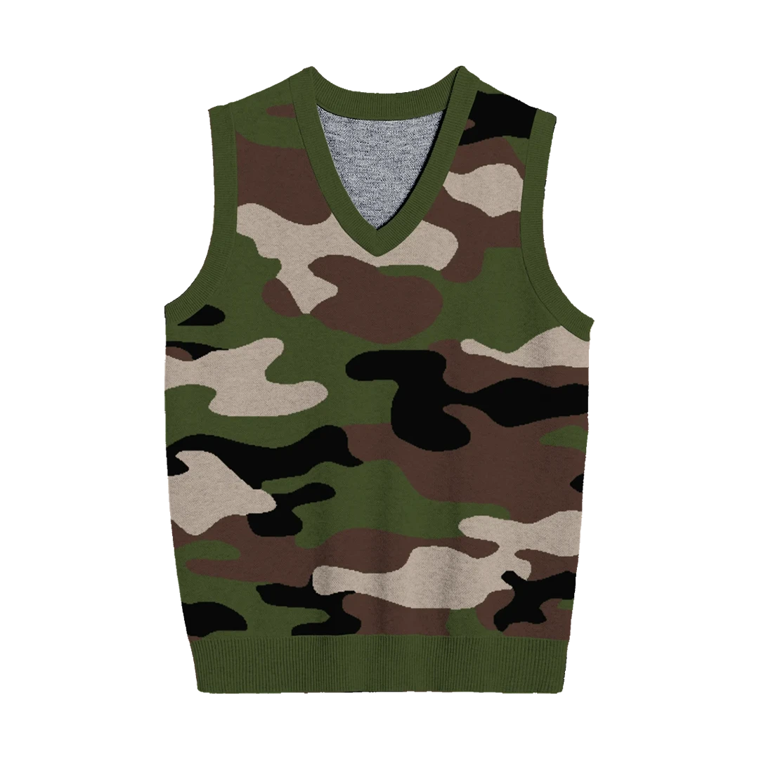 Classic Olive Camouflage Knit Vest