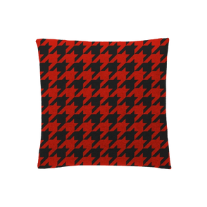 Red and black houndstooth pillow case, bold and modern