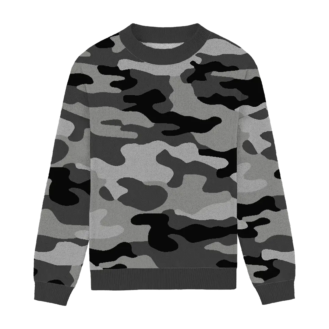 Urban Monochrome Camouflage Relaxed Fit Sweater