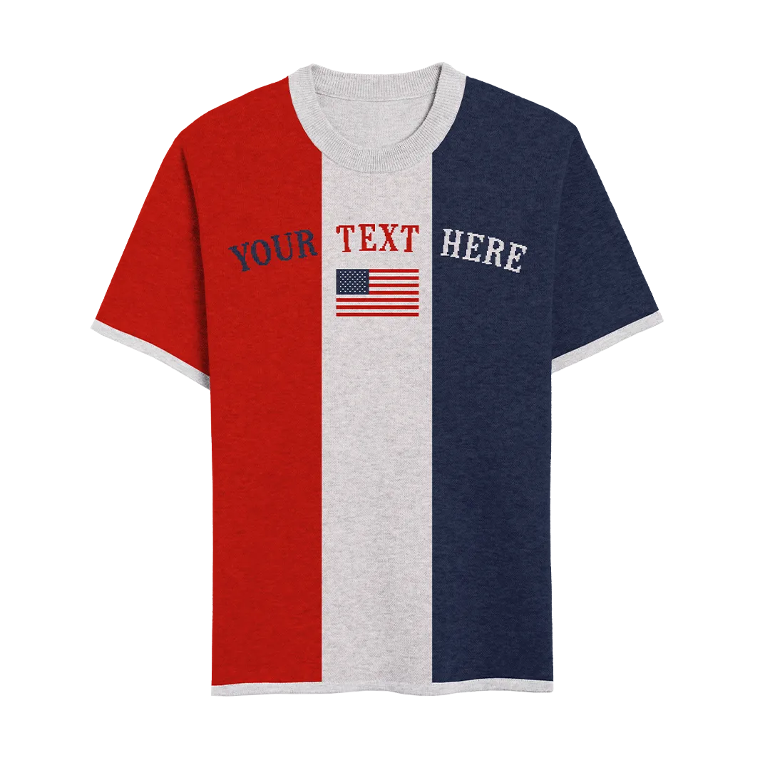 Bold Banner American Flag Knitted T-Shirt