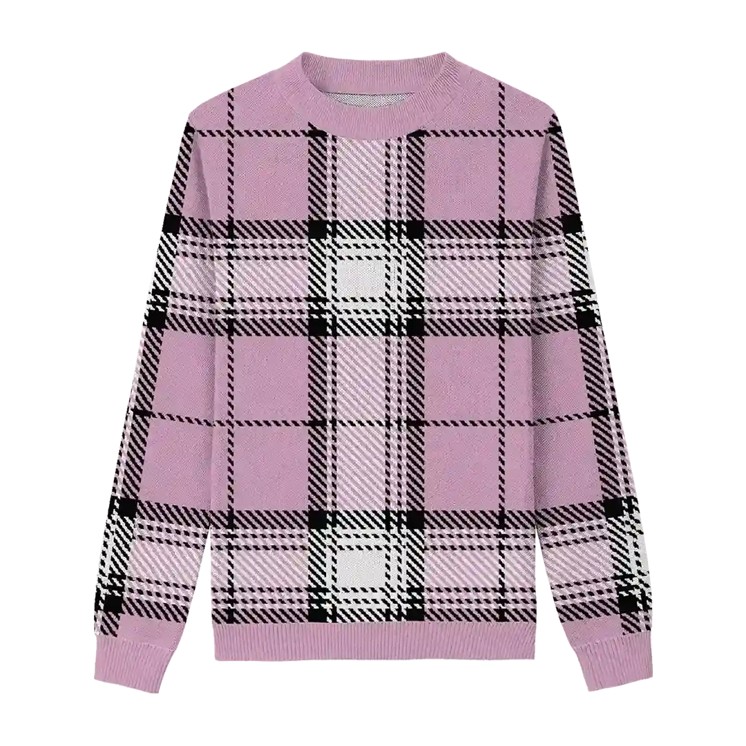 Rosy Charm Plaid Sweater