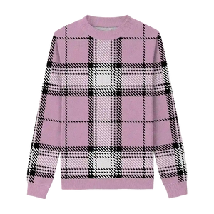 Rosy Charm Plaid Sweater. Stay stylish and warm with this pink plaid sweater. 