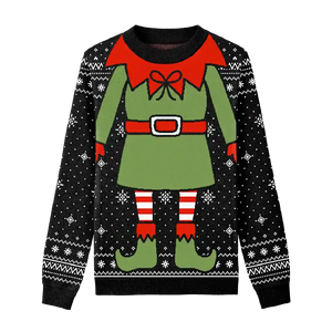 Merry Elf Holiday Character – Get into the holiday spirit with this fun Santa Elf-themed sweater. 