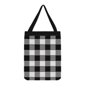 Black and white plaid tote bag, neutral and versatile style