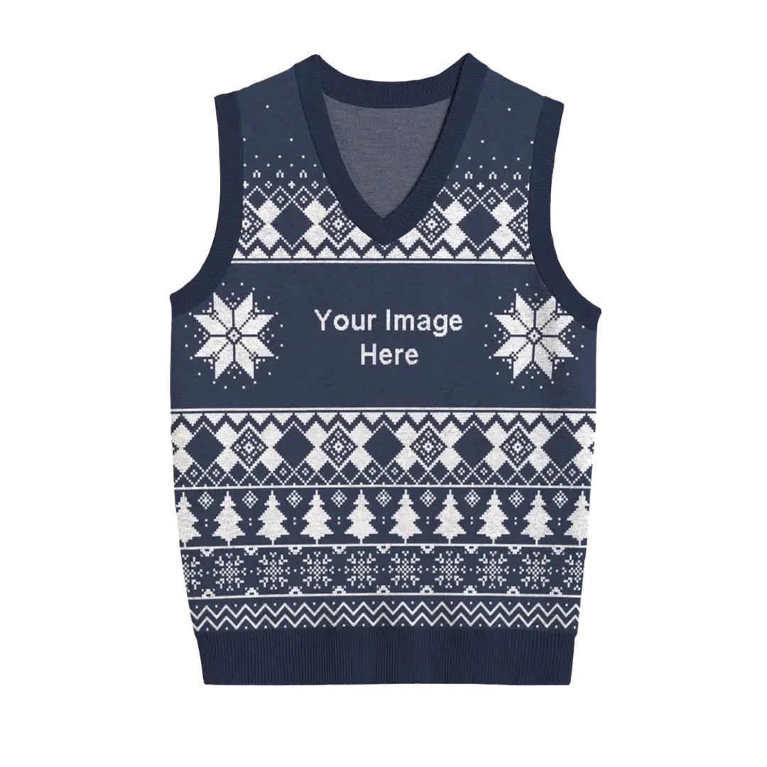 Cozy Navy Christmas Knit Vest