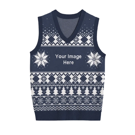 Cozy Navy Christmas Knit Vest