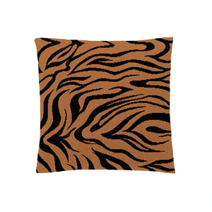 Black pillow case with orange-brown tiger pattern, bold and stylish