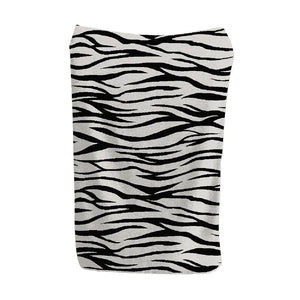 White and black tiger stripe blanket with a bold, wild style