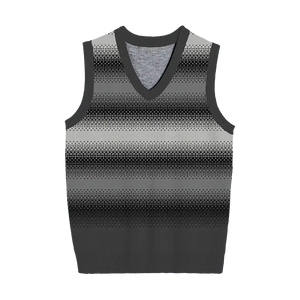 Black, grey, and white ombre striped knit vest for sleek style