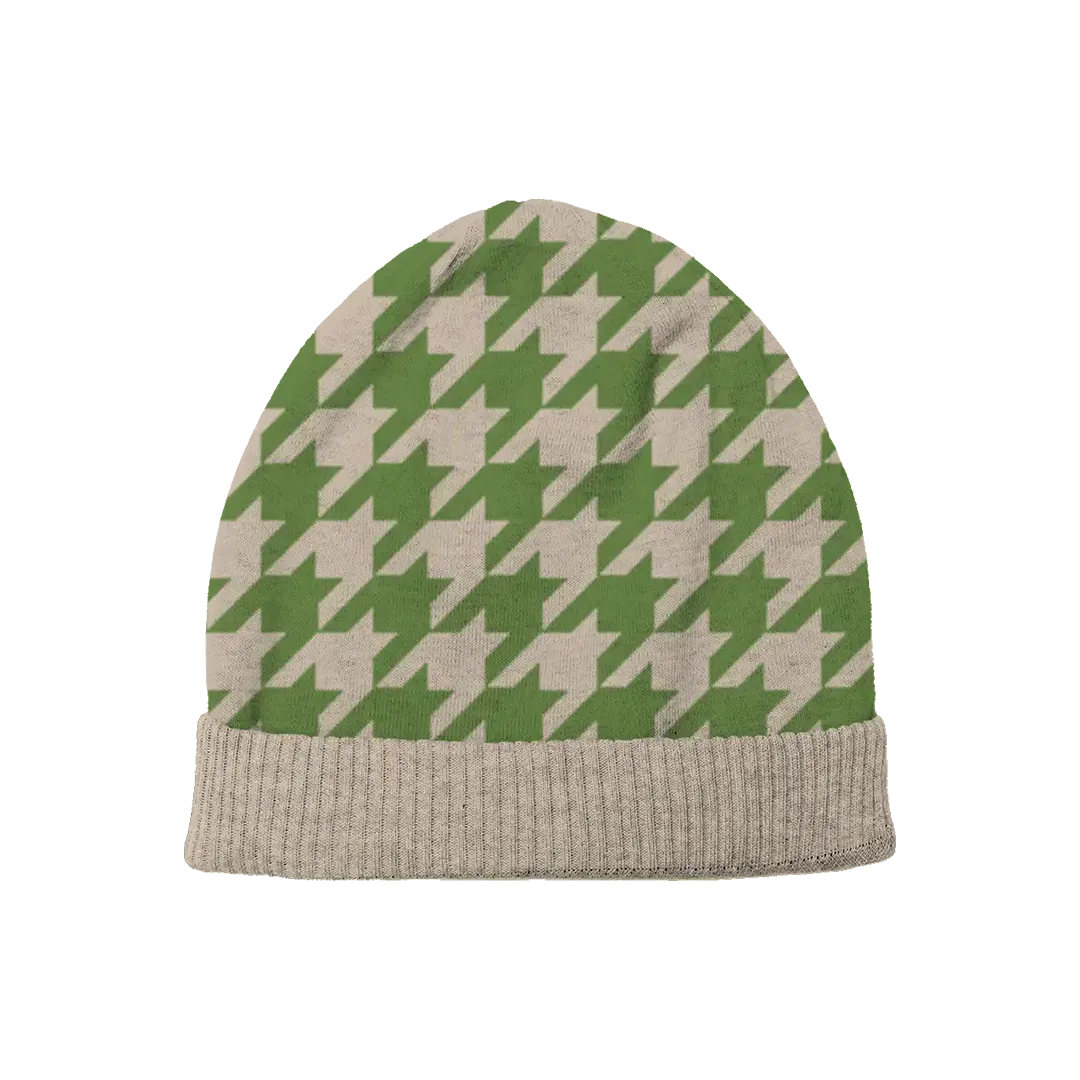 Cream Forest Houndstooth Beanie