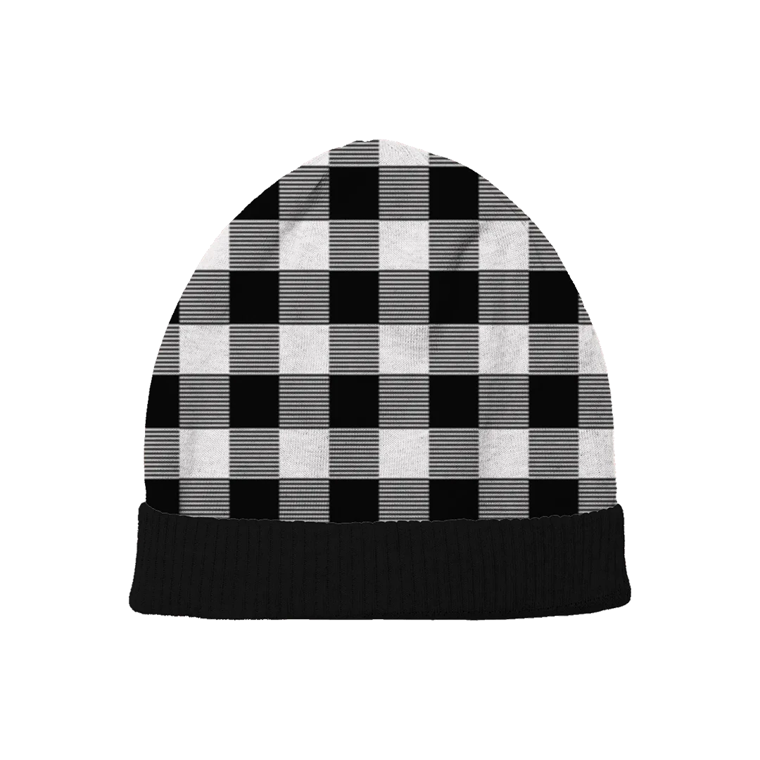 Monochrome Plaid Beanie