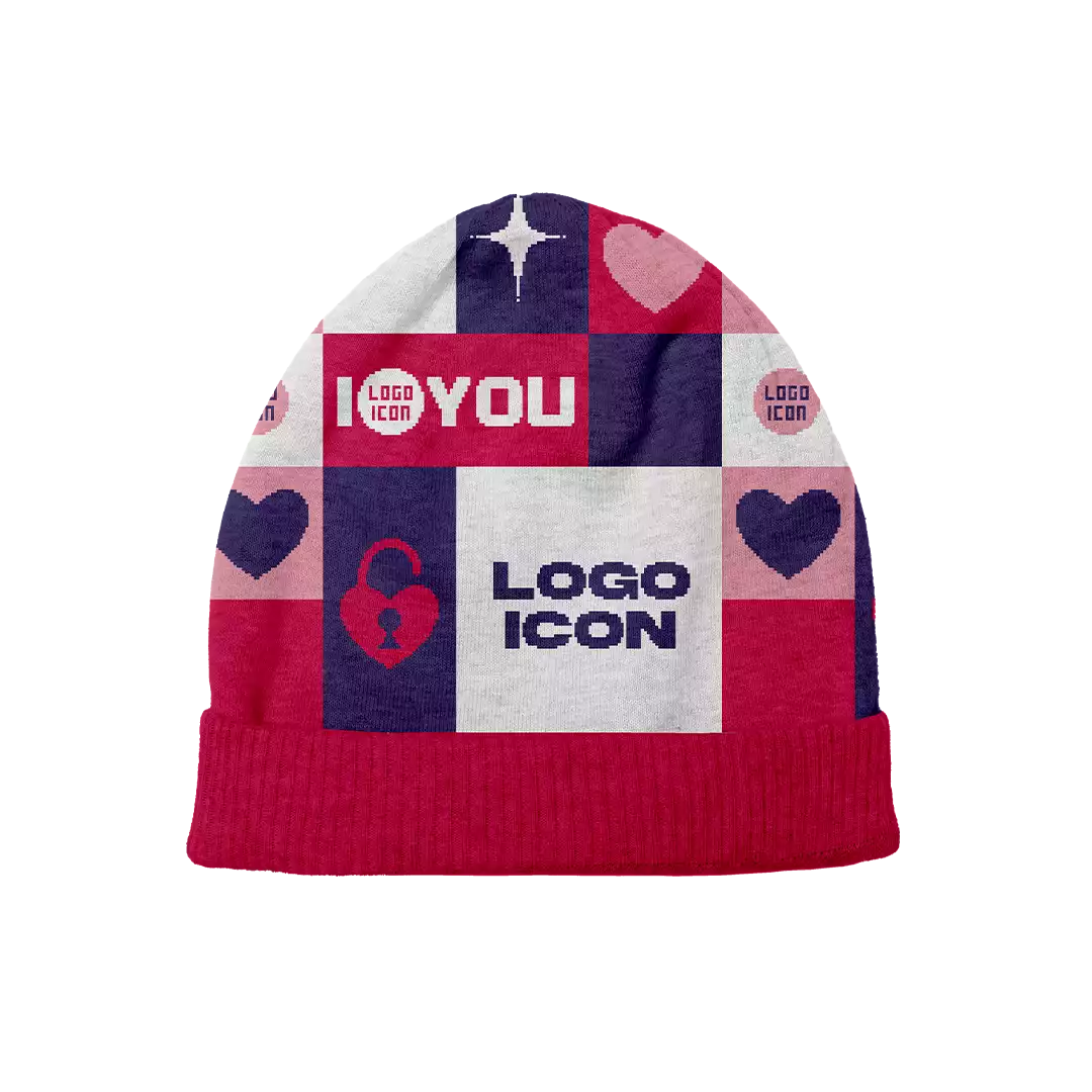 Sweetheart Square Pattern Valentine's Day Beanie